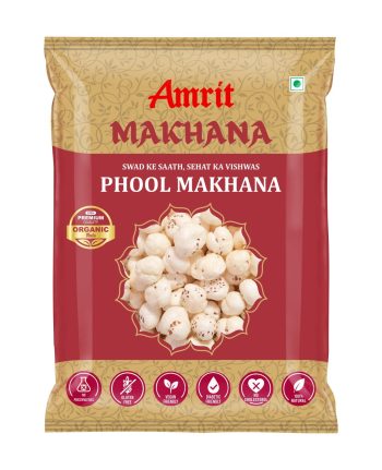 Amrit makhana1 Amrit High Protein Phool Makhana (Lotus Seed Pops) Healthy Dry Fruit Snack Fox Nut  (1 x 200 g) (Copy)