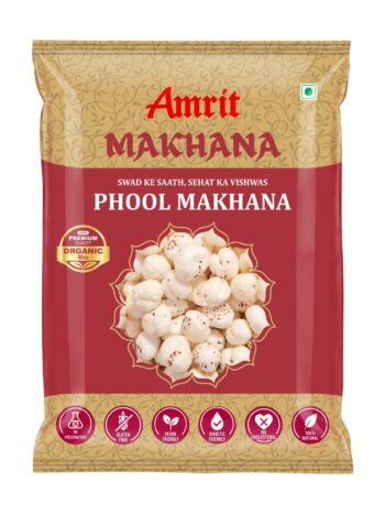 Amrit High Protein Phool Makhana (Lotus Seed Pops) Healthy Dry Fruit Snack Fox Nut  (1 x 200 g)